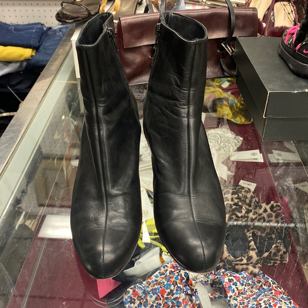 L.K. Bennett Black Leather Ankle Boots - Sz 41